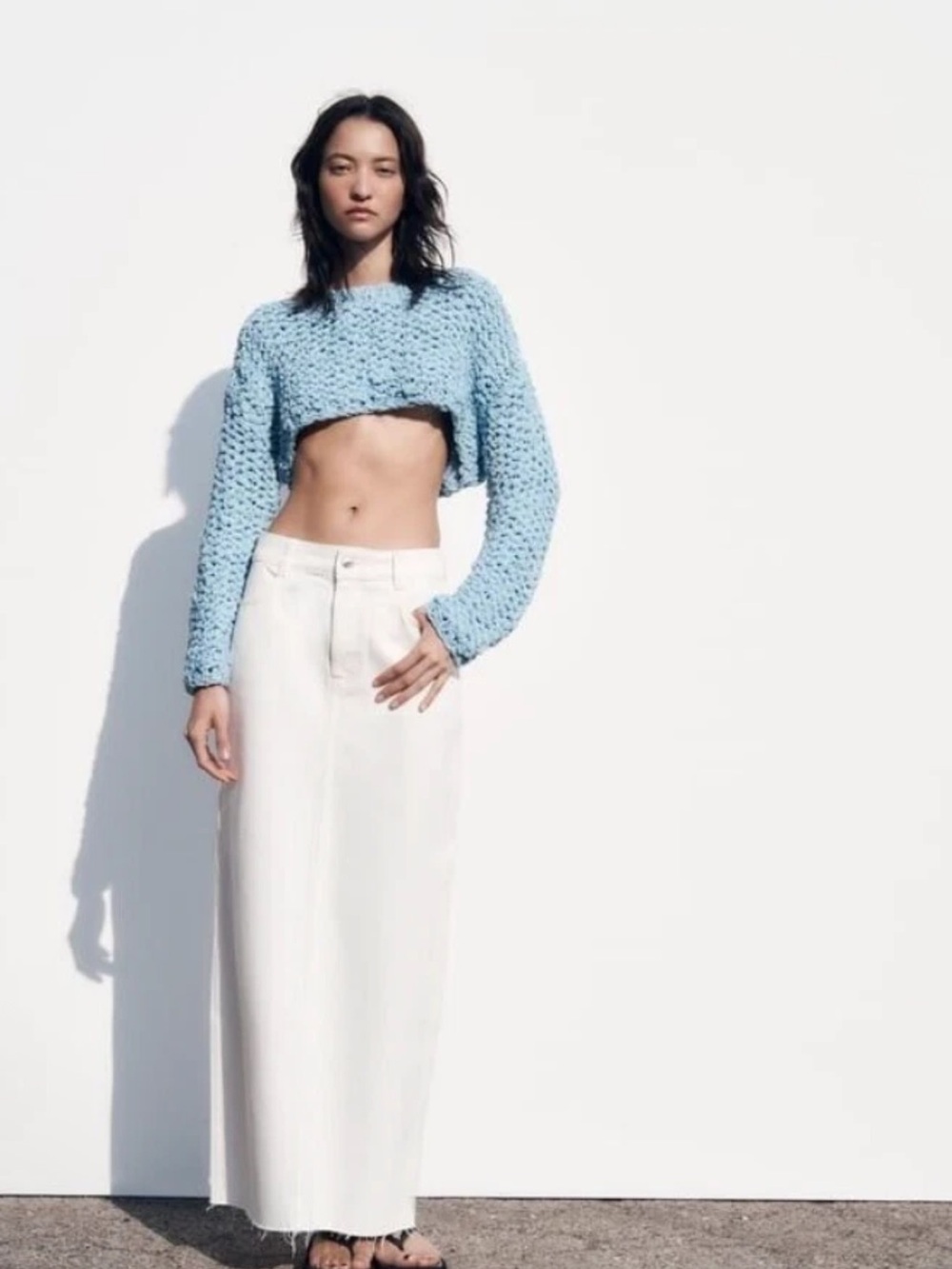 Zara Limited Edition Chunky Cropped Pullover Long Sleeve Shrug Sweater NEW M/L - Picture 4 of 9
